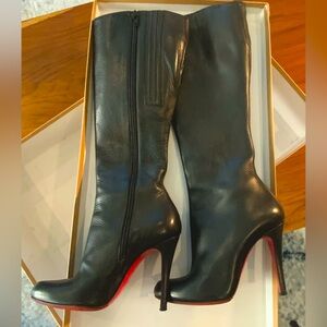 CHRISTIAN LOUBOUTIN Bourge 100 Calf Boots Black Womens Size 6.5